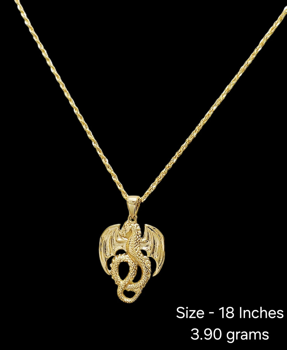 Gold Necklace with Dragon Pendant